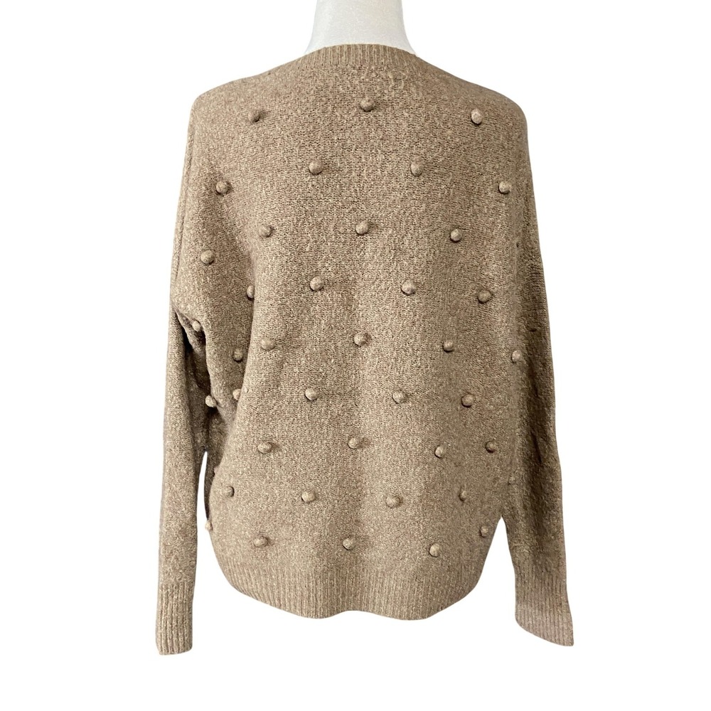 Madewell Sweater Womens XS Brown Merino Alpaca Pom Pom Textured Knit Pullover